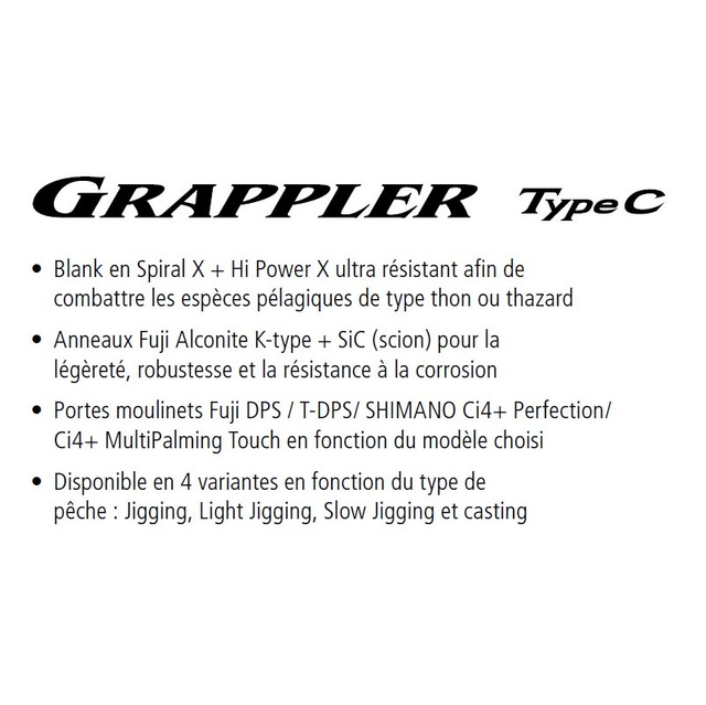 Canne Popping Shimano Grappler Type C S82H 2m49 puissance MAX 150gr