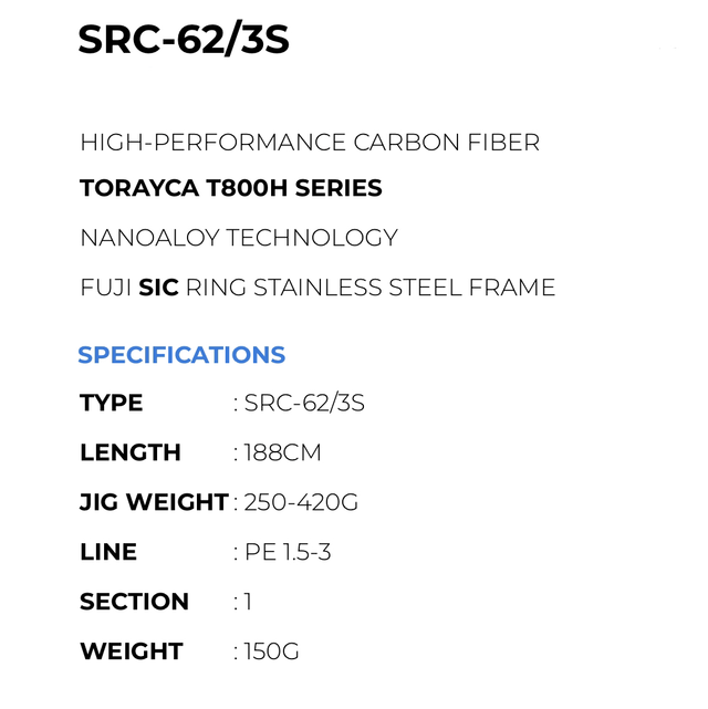 Canne Tridentech Silver Rays Casting 420gr/520gr/620gr/800gr