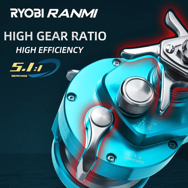 Moulinet Casting Overhead Ryobi RANMI JIGGER BT 50L (Manivelle à Gauche)