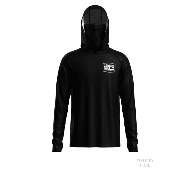 TSHIRT UPF 50+ NOWHERE FISHING BLACK Longsleeve 